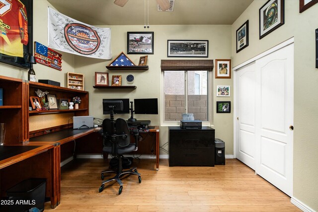 6326 W Misty Willow Ln, Glendale, AZ 85310 - office area with wood finished floors, ceiling fan, and baseboards