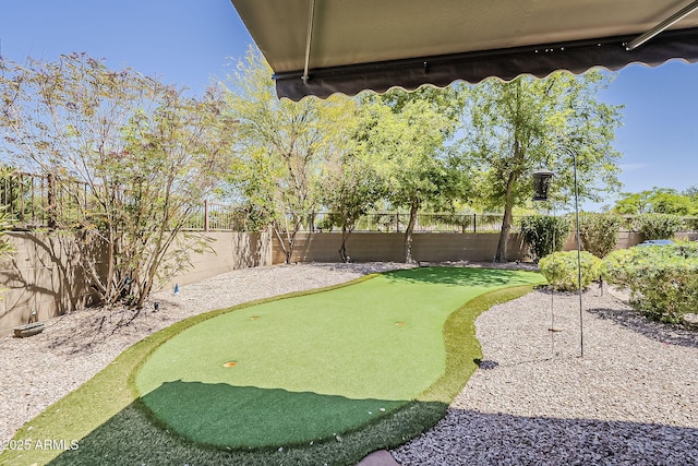 view of yard featuring a fenced backyard