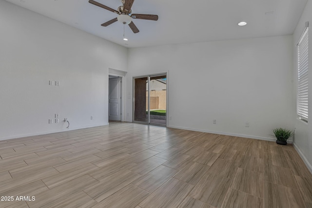 spare room featuring ceiling fan