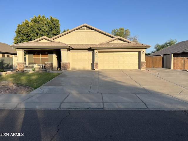 view of front of home with a garage