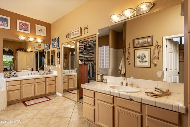 8698 E Preserve Way, Scottsdale, AZ 85266 - bathroom with two vanities and tile patterned flooring