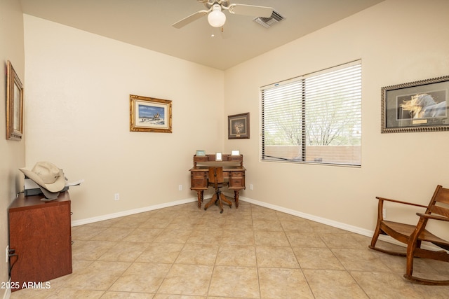 8698 E Preserve Way, Scottsdale, AZ 85266 - sitting room with ceiling fan and light tile patterned floors
