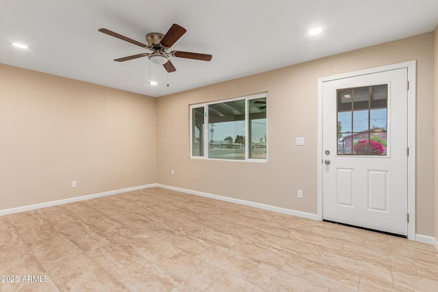 unfurnished room featuring ceiling fan