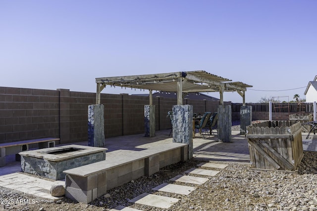 view of patio / terrace featuring a pergola and a wooden deck