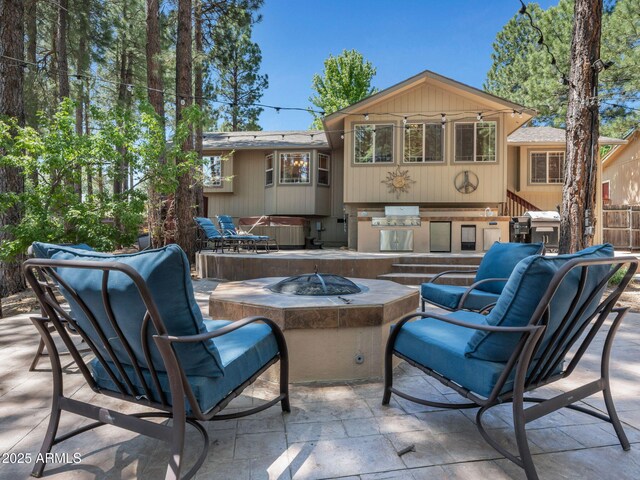 490 E Twelve Oaks Dr, Flagstaff, AZ 86005 - view of patio / terrace with a fire pit and area for grilling
