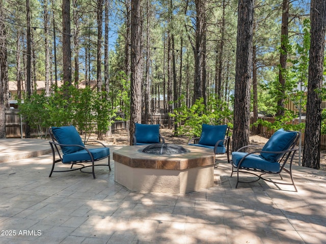 490 E Twelve Oaks Dr, Flagstaff, AZ 86005 - view of patio / terrace featuring a fire pit