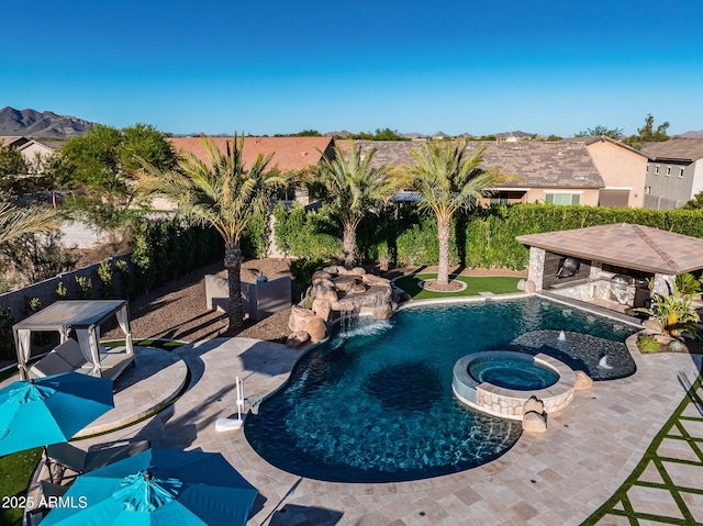 31517 N 41st St, Cave Creek, AZ 85331 - view of pool featuring a gazebo, a patio area, and a pool with connected hot tub