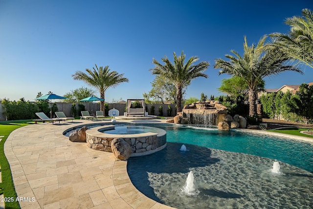 31517 N 41st St, Cave Creek, AZ 85331 - view of pool with fence, a patio area, and a pool with connected hot tub