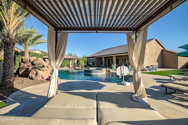 31517 N 41st St, Cave Creek, AZ 85331 - view of pool with a pergola, a pool with connected hot tub, and a patio