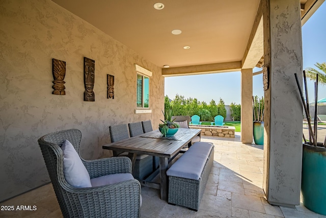 31517 N 41st St, Cave Creek, AZ 85331 - view of patio / terrace featuring outdoor dining space and an outdoor fire pit