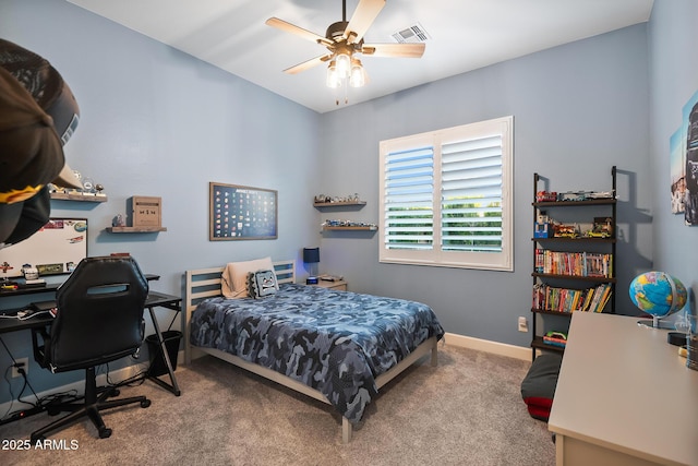 31517 N 41st St, Cave Creek, AZ 85331 - carpeted bedroom with a desk, baseboards, and a ceiling fan