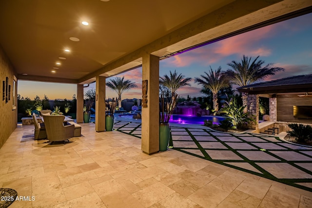 31517 N 41st St, Cave Creek, AZ 85331 - patio terrace at dusk with a swimming pool
