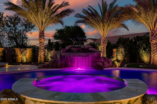 31517 N 41st St, Cave Creek, AZ 85331 - pool at dusk with fence and a pool with connected hot tub