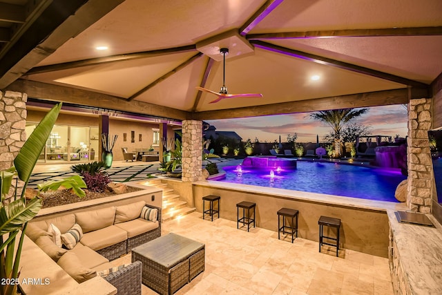 31517 N 41st St, Cave Creek, AZ 85331 - view of pool featuring an outdoor living space, an outdoor bar, a gazebo, and a patio