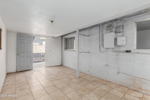 interior space featuring light tile patterned floors