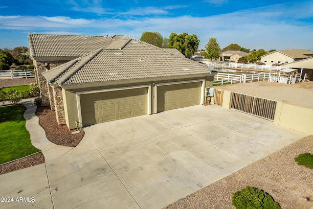 exterior space with a garage