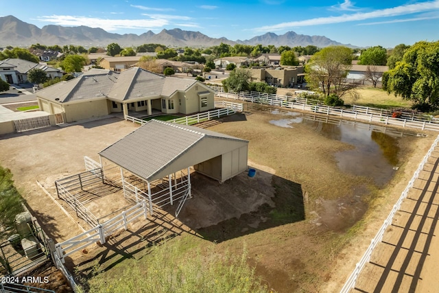 aerial view with a mountain view