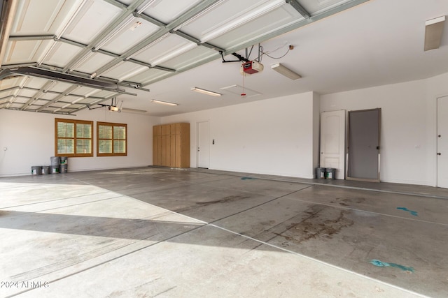 garage with a garage door opener