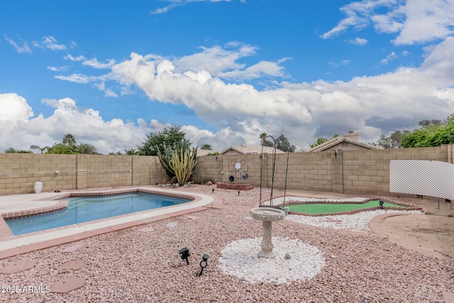 3349 E Lavey Ln, Phoenix, AZ 85032 - view of swimming pool featuring a patio area, a fenced backyard, and a fenced in pool