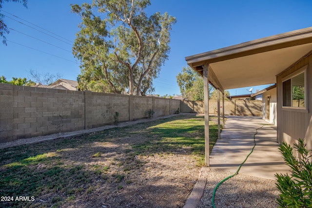 view of yard with a patio area