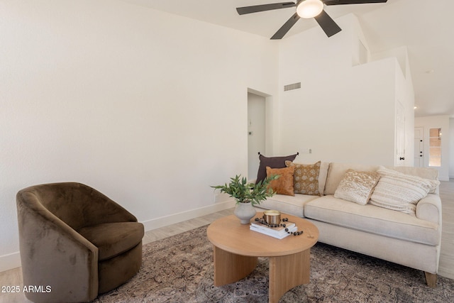 4037 E Milton Dr, Cave Creek, AZ 85331 - living room featuring a ceiling fan and wood finished floors