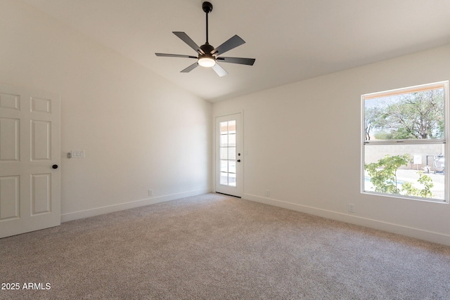 4037 E Milton Dr, Cave Creek, AZ 85331 - unfurnished room featuring vaulted ceiling, light colored carpet, and ceiling fan