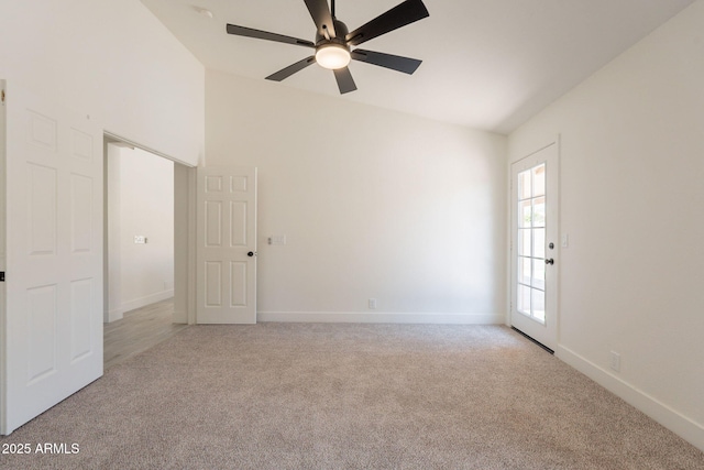 4037 E Milton Dr, Cave Creek, AZ 85331 - unfurnished room with light colored carpet, ceiling fan, and high vaulted ceiling