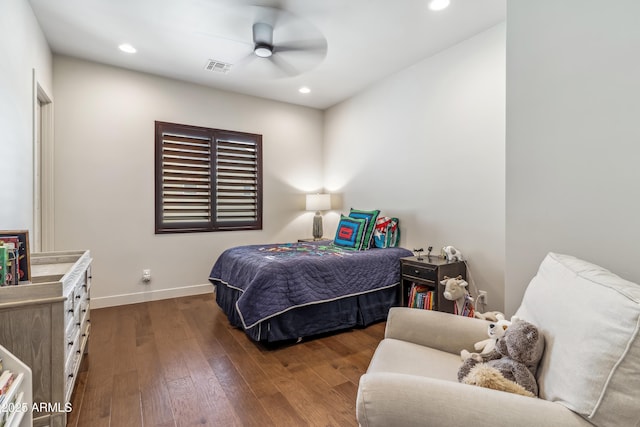 625 W Echo Ln, Phoenix, AZ 85021 - bedroom with baseboards, recessed lighting, wood finished floors, and a ceiling fan