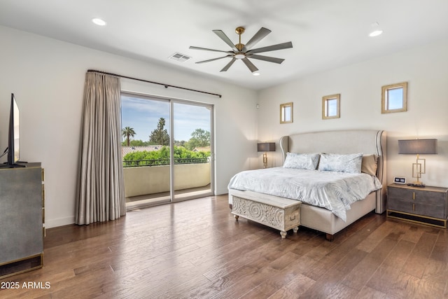 625 W Echo Ln, Phoenix, AZ 85021 - bedroom with recessed lighting, access to exterior, visible vents, and wood finished floors