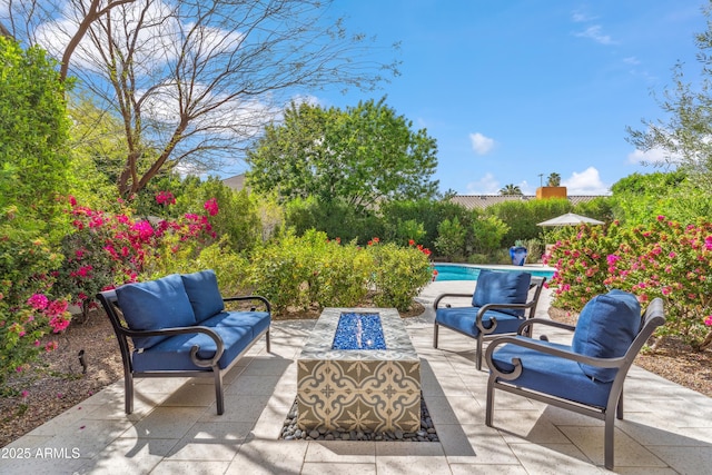 625 W Echo Ln, Phoenix, AZ 85021 - view of patio / terrace featuring an outdoor pool and an outdoor living space