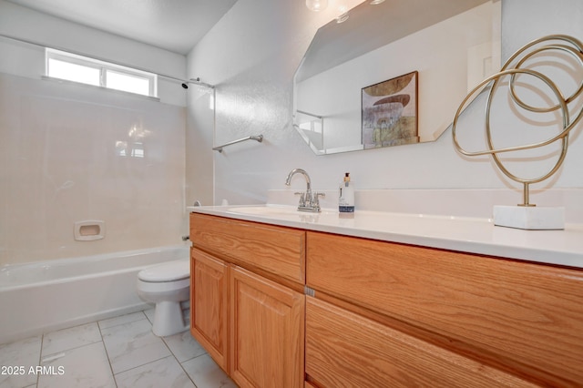 full bathroom with vanity, toilet, and shower / bath combination