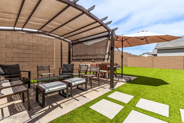 8640 W Frier Dr, Glendale, AZ 85305 - view of patio with a pergola and outdoor lounge area