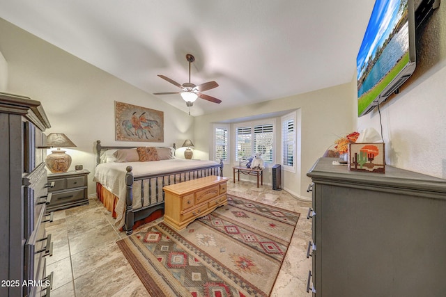 11047 W Irma Ln, Peoria, AZ 85373 - bedroom featuring a ceiling fan, baseboards, and lofted ceiling