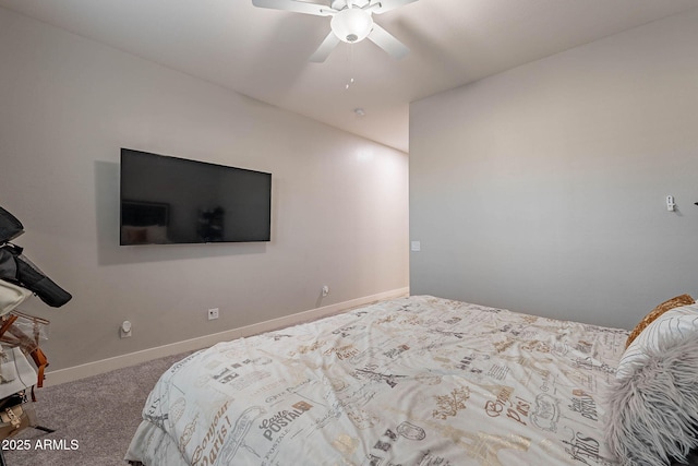 bedroom featuring ceiling fan and carpet floors