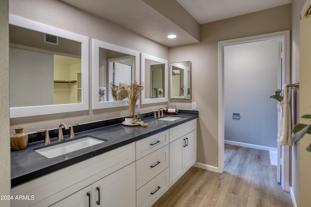 bathroom featuring hardwood / wood-style floors and vanity