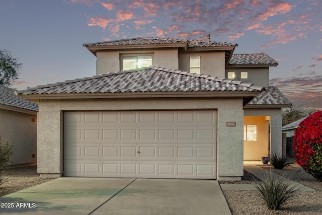 view of front of property featuring a garage