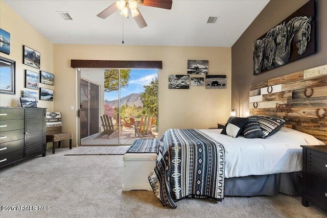 10796 N Saddle Pass Rd, Prescott, AZ 86305 - bedroom with access to outside, carpet, and ceiling fan