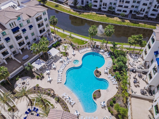 2511 W Queen Creek Rd Unit 374, Chandler, AZ 85248 - drone / aerial view of a large body of water and a pool area