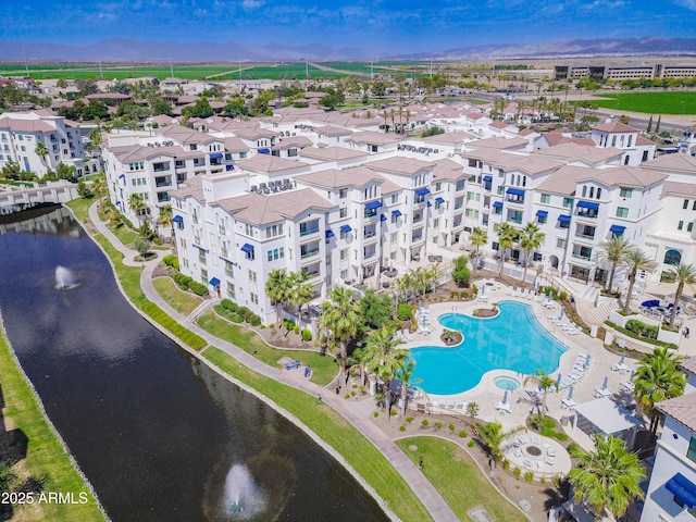 2511 W Queen Creek Rd Unit 374, Chandler, AZ 85248 - aerial view of property's location featuring a large body of water, a pool area, and apartment complex