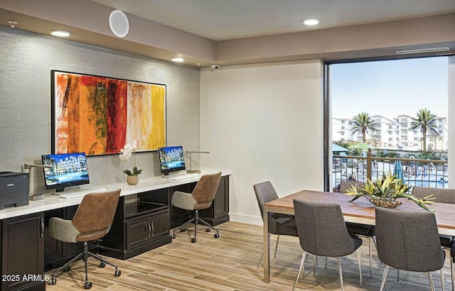 2511 W Queen Creek Rd Unit 374, Chandler, AZ 85248 - home office with recessed lighting, light wood-style floors, baseboards, and built in study area