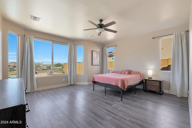 16918 S 180th Dr, Goodyear, AZ 85338 - living room featuring a ceiling fan, baseboards, visible vents, and light wood finished floors