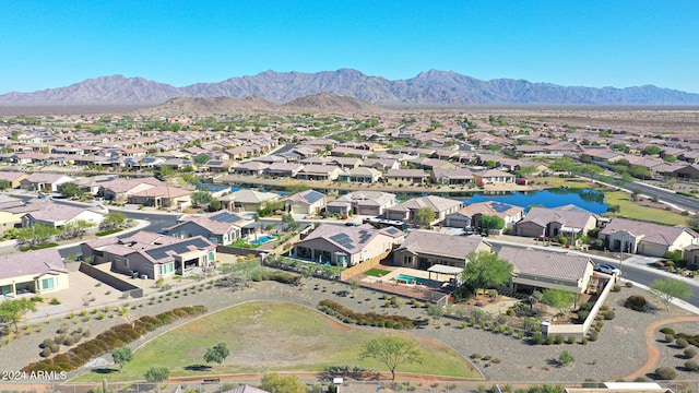 drone / aerial view featuring a mountain view