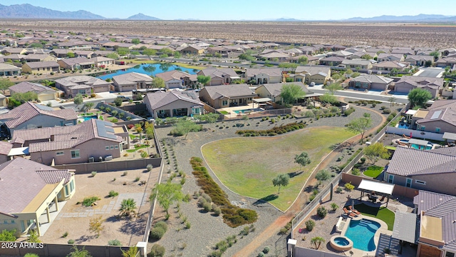 drone / aerial view with a mountain view