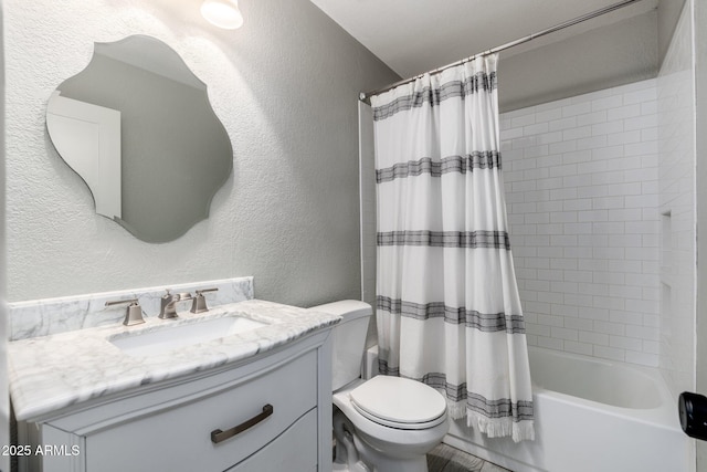 20818 N 21st Dr, Phoenix, AZ 85027 - full bath featuring vanity, toilet, a textured wall, and shower / tub combo