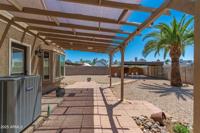 20818 N 21st Dr, Phoenix, AZ 85027 - view of patio / terrace with a fenced backyard, a pergola, and cooling unit