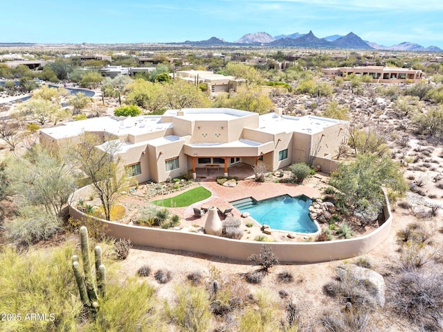 aerial view featuring a mountain view