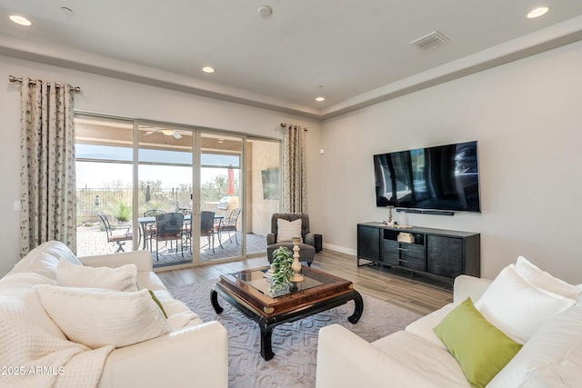 living room featuring light hardwood / wood-style flooring