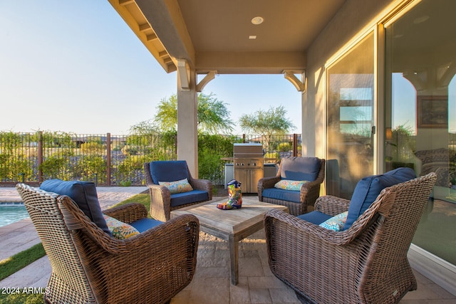 view of patio with an outdoor hangout area