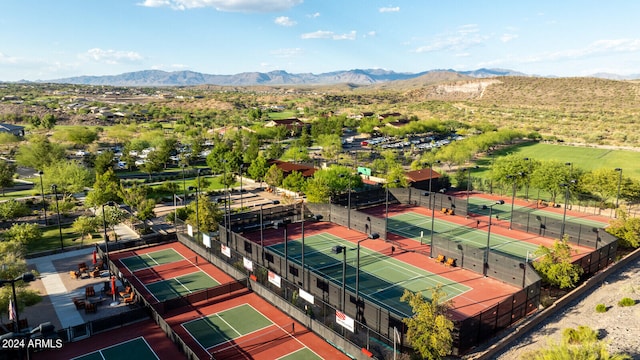 bird's eye view with a mountain view