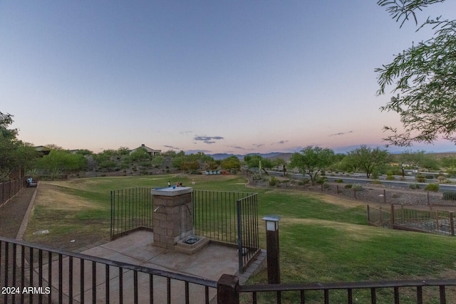 view of yard at dusk